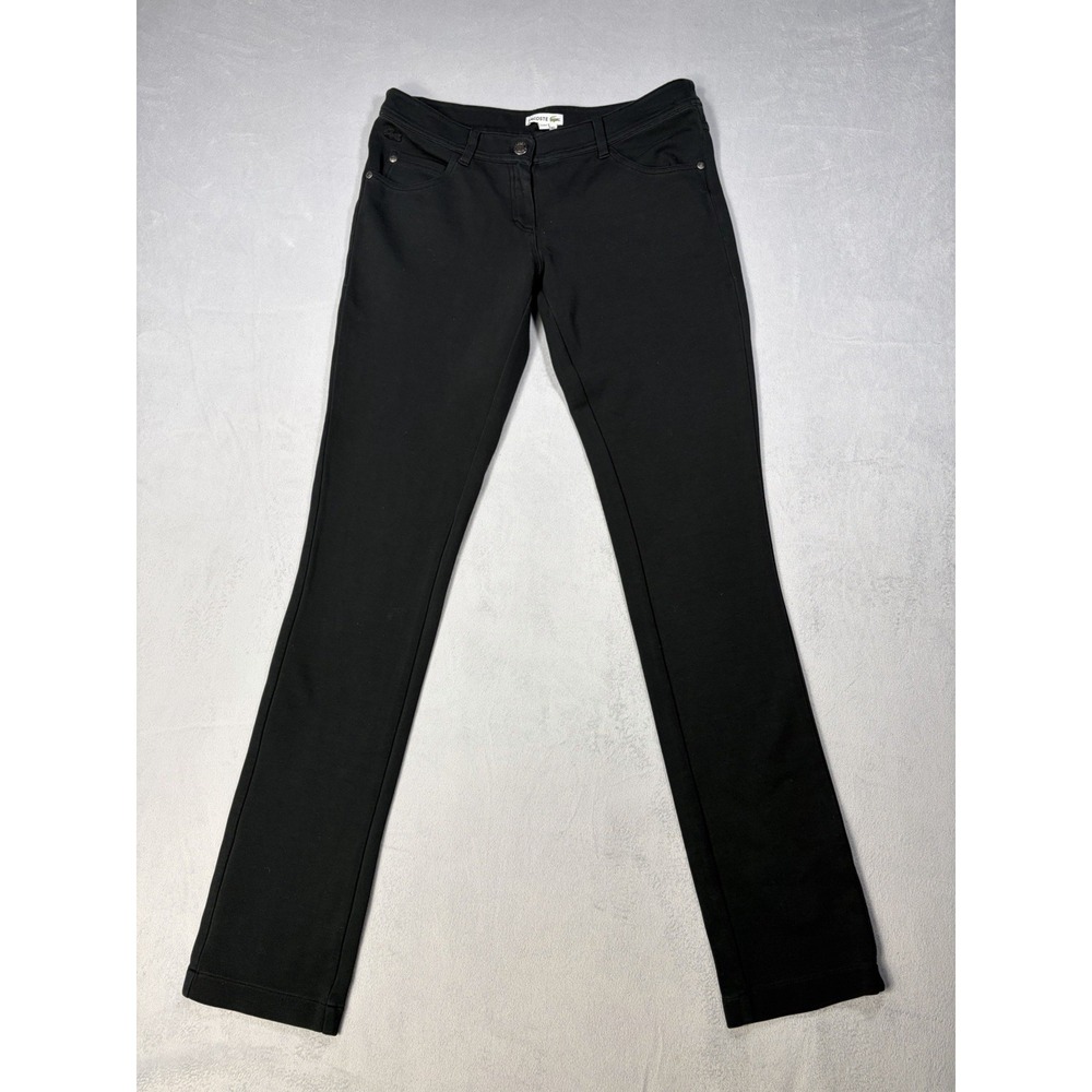 Lacoste Leggings Womens Size 40 Black Slim Leg Skinny Low Rise Stretch